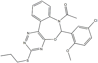 7-acetyl-6-(5-chloro-2-methoxyphenyl)-3-(propylsulfanyl)-6,7-dihydro[1,2,4]triazino[5,6-d][3,1]benzoxazepine 구조식 이미지