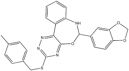 6-(1,3-benzodioxol-5-yl)-6,7-dihydro[1,2,4]triazino[5,6-d][3,1]benzoxazepin-3-yl 4-methylbenzyl sulfide Structure