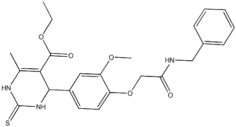 ethyl 4-{4-[2-(benzylamino)-2-oxoethoxy]-3-methoxyphenyl}-6-methyl-2-thioxo-1,2,3,4-tetrahydro-5-pyrimidinecarboxylate 구조식 이미지