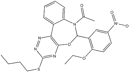 7-acetyl-3-(butylsulfanyl)-6-{2-ethoxy-5-nitrophenyl}-6,7-dihydro[1,2,4]triazino[5,6-d][3,1]benzoxazepine 구조식 이미지