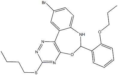 2-[10-bromo-3-(butylsulfanyl)-6,7-dihydro[1,2,4]triazino[5,6-d][3,1]benzoxazepin-6-yl]phenyl propyl ether 구조식 이미지