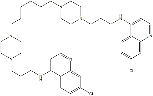 N-(7-chloro-4-quinolinyl)-N-(3-{4-[6-(4-{3-[(7-chloro-4-quinolinyl)amino]propyl}-1-piperazinyl)hexyl]-1-piperazinyl}propyl)amine 구조식 이미지