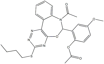 2-[7-acetyl-3-(butylsulfanyl)-6,7-dihydro[1,2,4]triazino[5,6-d][3,1]benzoxazepin-6-yl]-4-methoxyphenyl acetate Structure