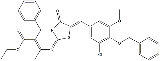 ethyl 2-[4-(benzyloxy)-3-chloro-5-methoxybenzylidene]-7-methyl-3-oxo-5-phenyl-2,3-dihydro-5H-[1,3]thiazolo[3,2-a]pyrimidine-6-carboxylate Structure