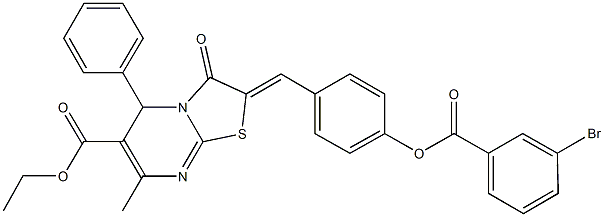 ethyl 2-{4-[(3-bromobenzoyl)oxy]benzylidene}-7-methyl-3-oxo-5-phenyl-2,3-dihydro-5H-[1,3]thiazolo[3,2-a]pyrimidine-6-carboxylate Structure