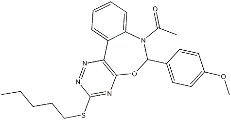 4-[7-acetyl-3-(pentylsulfanyl)-6,7-dihydro[1,2,4]triazino[5,6-d][3,1]benzoxazepin-6-yl]phenyl methyl ether 구조식 이미지