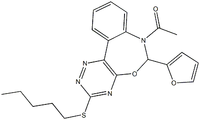 7-acetyl-6-(2-furyl)-3-(pentylsulfanyl)-6,7-dihydro[1,2,4]triazino[5,6-d][3,1]benzoxazepine 구조식 이미지