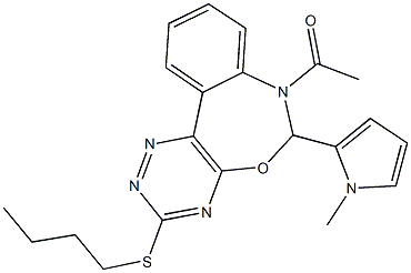 7-acetyl-3-(butylsulfanyl)-6-(1-methyl-1H-pyrrol-2-yl)-6,7-dihydro[1,2,4]triazino[5,6-d][3,1]benzoxazepine Structure