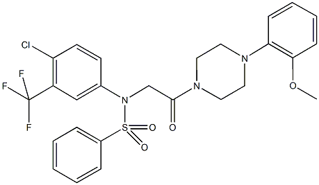 N-[4-chloro-3-(trifluoromethyl)phenyl]-N-{2-[4-(2-methoxyphenyl)-1-piperazinyl]-2-oxoethyl}benzenesulfonamide 구조식 이미지