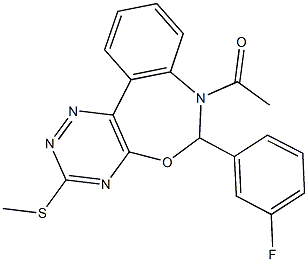 7-acetyl-6-(3-fluorophenyl)-6,7-dihydro[1,2,4]triazino[5,6-d][3,1]benzoxazepin-3-yl methyl sulfide 구조식 이미지