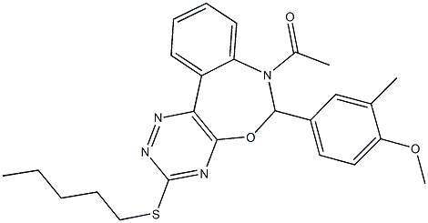 7-acetyl-6-(4-methoxy-3-methylphenyl)-3-(pentylsulfanyl)-6,7-dihydro[1,2,4]triazino[5,6-d][3,1]benzoxazepine Structure