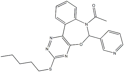 7-acetyl-3-(pentylsulfanyl)-6-(3-pyridinyl)-6,7-dihydro[1,2,4]triazino[5,6-d][3,1]benzoxazepine 구조식 이미지