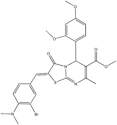 methyl 2-[3-bromo-4-(dimethylamino)benzylidene]-5-(2,4-dimethoxyphenyl)-7-methyl-3-oxo-2,3-dihydro-5H-[1,3]thiazolo[3,2-a]pyrimidine-6-carboxylate 구조식 이미지