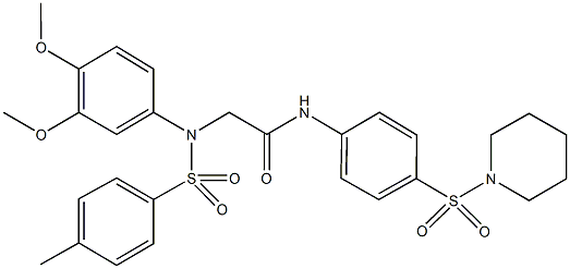 2-{3,4-dimethoxy[(4-methylphenyl)sulfonyl]anilino}-N-[4-(1-piperidinylsulfonyl)phenyl]acetamide Structure