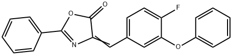 4-(4-fluoro-3-phenoxybenzylidene)-2-phenyl-1,3-oxazol-5(4H)-one 구조식 이미지