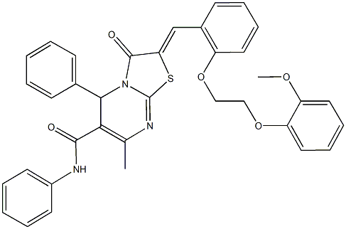 2-{2-[2-(2-methoxyphenoxy)ethoxy]benzylidene}-7-methyl-3-oxo-N,5-diphenyl-2,3-dihydro-5H-[1,3]thiazolo[3,2-a]pyrimidine-6-carboxamide 구조식 이미지