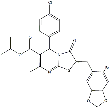 isopropyl 2-[(6-bromo-1,3-benzodioxol-5-yl)methylene]-5-(4-chlorophenyl)-7-methyl-3-oxo-2,3-dihydro-5H-[1,3]thiazolo[3,2-a]pyrimidine-6-carboxylate Structure