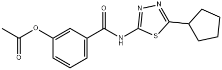 3-{[(5-cyclopentyl-1,3,4-thiadiazol-2-yl)amino]carbonyl}phenyl acetate Structure