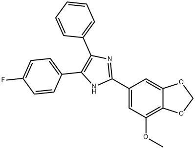 6-[4-(4-fluorophenyl)-5-phenyl-1H-imidazol-2-yl]-1,3-benzodioxol-4-yl methyl ether 구조식 이미지