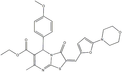 ethyl 5-(4-methoxyphenyl)-7-methyl-2-{[5-(4-morpholinyl)-2-furyl]methylene}-3-oxo-2,3-dihydro-5H-[1,3]thiazolo[3,2-a]pyrimidine-6-carboxylate 구조식 이미지