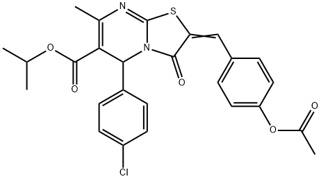 isopropyl 2-[4-(acetyloxy)benzylidene]-5-(4-chlorophenyl)-7-methyl-3-oxo-2,3-dihydro-5H-[1,3]thiazolo[3,2-a]pyrimidine-6-carboxylate 구조식 이미지