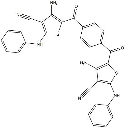 4-amino-5-(4-((3-amino-5-anilino-4-cyanothien-2-yl)carbonyl)benzoyl)-2-anilinothiophene-3-carbonitrile Structure