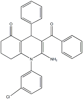 2-amino-3-benzoyl-1-(3-chlorophenyl)-4-phenyl-4,6,7,8-tetrahydro-5(1H)-quinolinone Structure