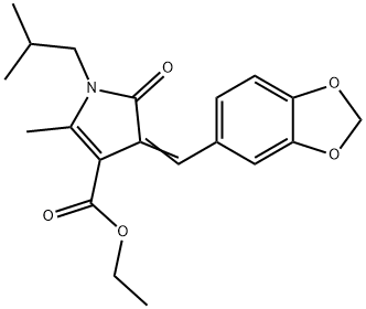 ethyl 4-(1,3-benzodioxol-5-ylmethylene)-1-isobutyl-2-methyl-5-oxo-4,5-dihydro-1H-pyrrole-3-carboxylate Structure