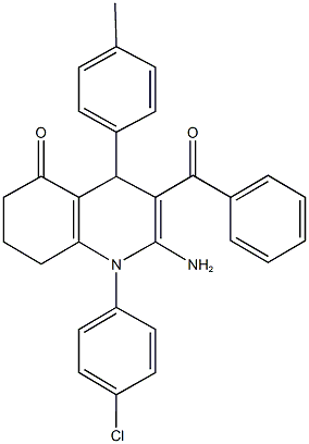 2-amino-3-benzoyl-1-(4-chlorophenyl)-4-(4-methylphenyl)-4,6,7,8-tetrahydro-5(1H)-quinolinone Structure