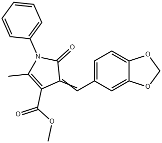 methyl 4-(1,3-benzodioxol-5-ylmethylene)-2-methyl-5-oxo-1-phenyl-4,5-dihydro-1H-pyrrole-3-carboxylate Structure