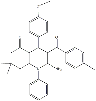 2-amino-4-(4-methoxyphenyl)-7,7-dimethyl-3-(4-methylbenzoyl)-1-phenyl-4,6,7,8-tetrahydro-5(1H)-quinolinone 구조식 이미지