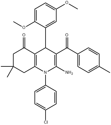 2-amino-1-(4-chlorophenyl)-4-(2,5-dimethoxyphenyl)-7,7-dimethyl-3-(4-methylbenzoyl)-4,6,7,8-tetrahydro-5(1H)-quinolinone 구조식 이미지