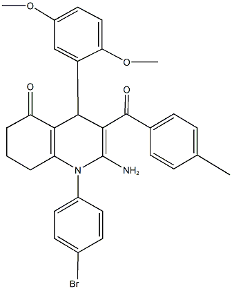 2-amino-1-(4-bromophenyl)-4-(2,5-dimethoxyphenyl)-3-(4-methylbenzoyl)-4,6,7,8-tetrahydro-5(1H)-quinolinone 구조식 이미지