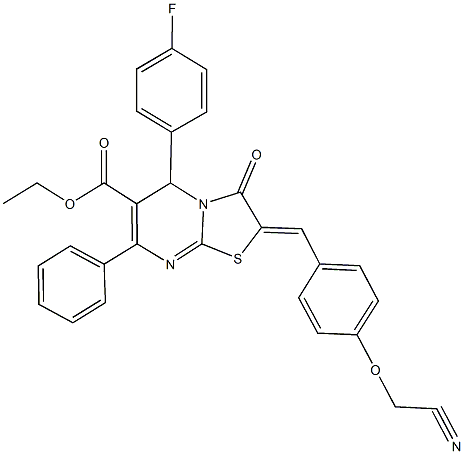 ethyl 2-[4-(cyanomethoxy)benzylidene]-5-(4-fluorophenyl)-3-oxo-7-phenyl-2,3-dihydro-5H-[1,3]thiazolo[3,2-a]pyrimidine-6-carboxylate Structure