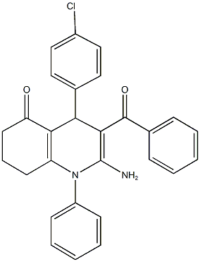 2-amino-3-benzoyl-4-(4-chlorophenyl)-1-phenyl-4,6,7,8-tetrahydro-5(1H)-quinolinone 구조식 이미지