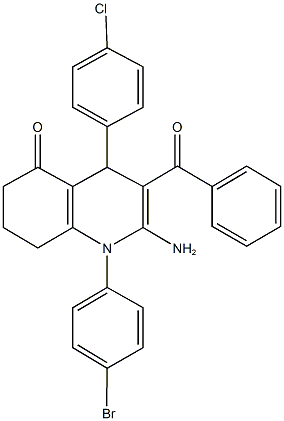 2-amino-3-benzoyl-1-(4-bromophenyl)-4-(4-chlorophenyl)-4,6,7,8-tetrahydro-5(1H)-quinolinone 구조식 이미지