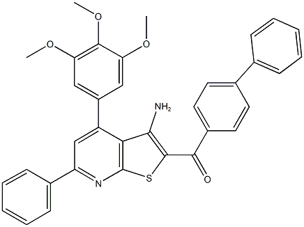 [3-amino-6-phenyl-4-(3,4,5-trimethoxyphenyl)thieno[2,3-b]pyridin-2-yl]([1,1'-biphenyl]-4-yl)methanone Structure