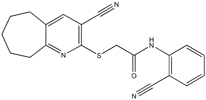 N-(2-cyanophenyl)-2-[(3-cyano-6,7,8,9-tetrahydro-5H-cyclohepta[b]pyridin-2-yl)sulfanyl]acetamide Structure