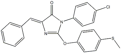 5-benzylidene-3-(4-chlorophenyl)-2-[4-(methylsulfanyl)phenoxy]-3,5-dihydro-4H-imidazol-4-one 구조식 이미지