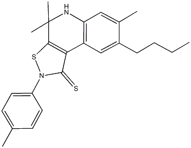 8-butyl-4,4,7-trimethyl-2-(4-methylphenyl)-4,5-dihydroisothiazolo[5,4-c]quinoline-1(2H)-thione 구조식 이미지