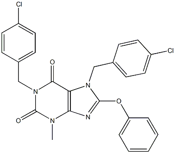 1,7-bis(4-chlorobenzyl)-3-methyl-8-phenoxy-3,7-dihydro-1H-purine-2,6-dione Structure