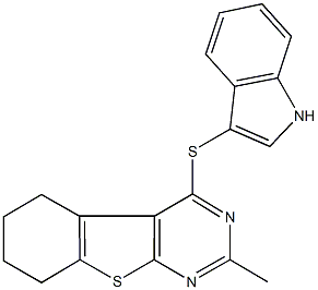 4-(1H-indol-3-ylsulfanyl)-2-methyl-5,6,7,8-tetrahydro[1]benzothieno[2,3-d]pyrimidine 구조식 이미지