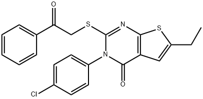 3-(4-chlorophenyl)-6-ethyl-2-[(2-oxo-2-phenylethyl)sulfanyl]thieno[2,3-d]pyrimidin-4(3H)-one Structure