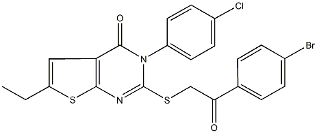 2-{[2-(4-bromophenyl)-2-oxoethyl]sulfanyl}-3-(4-chlorophenyl)-6-ethylthieno[2,3-d]pyrimidin-4(3H)-one 구조식 이미지