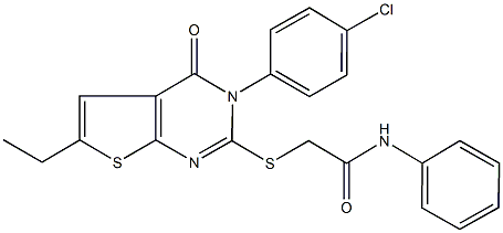 2-{[3-(4-chlorophenyl)-6-ethyl-4-oxo-3,4-dihydrothieno[2,3-d]pyrimidin-2-yl]sulfanyl}-N-phenylacetamide Structure
