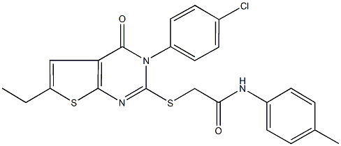 2-{[3-(4-chlorophenyl)-6-ethyl-4-oxo-3,4-dihydrothieno[2,3-d]pyrimidin-2-yl]sulfanyl}-N-(4-methylphenyl)acetamide Structure