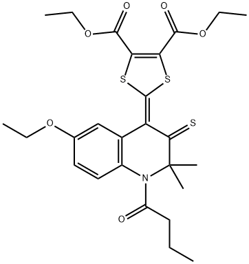 diethyl 2-(1-butyryl-6-ethoxy-2,2-dimethyl-3-thioxo-2,3-dihydro-4(1H)-quinolinylidene)-1,3-dithiole-4,5-dicarboxylate Structure