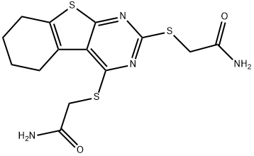 2-({2-[(2-amino-2-oxoethyl)sulfanyl]-5,6,7,8-tetrahydro[1]benzothieno[2,3-d]pyrimidin-4-yl}sulfanyl)acetamide Structure