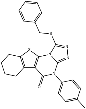 1-(benzylsulfanyl)-4-(4-methylphenyl)-6,7,8,9-tetrahydro[1]benzothieno[3,2-e][1,2,4]triazolo[4,3-a]pyrimidin-5(4H)-one 구조식 이미지