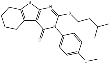 2-(isopentylsulfanyl)-3-(4-methoxyphenyl)-5,6,7,8-tetrahydro[1]benzothieno[2,3-d]pyrimidin-4(3H)-one Structure